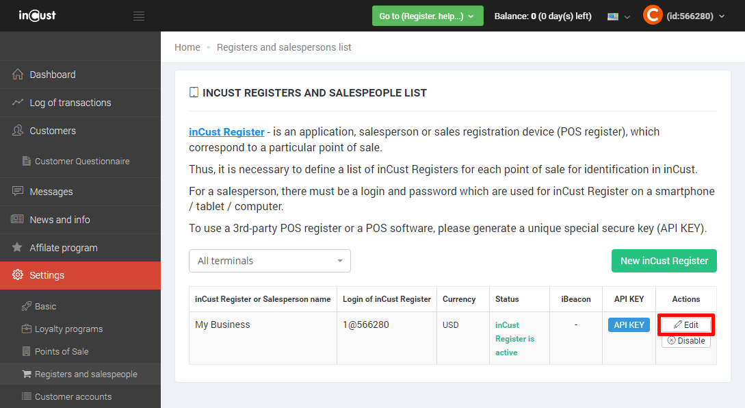 First steps. Customer registration, crediting and redeeming of bonus points. Communication with customers