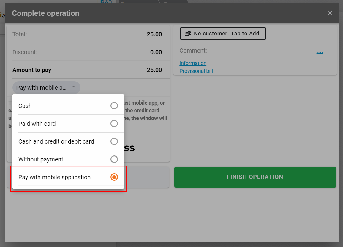 Payment by credit card at the checkout without a bank terminal.